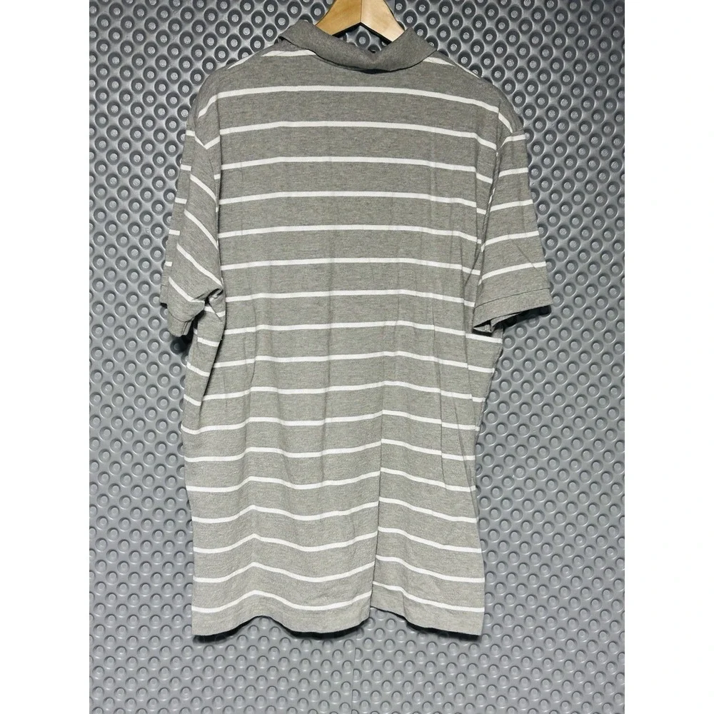 Polo Ralph Lauren Men's 2XL Grey White Striped Mesh Polo Short Sleeve Pristine